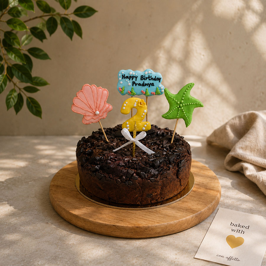 Theme - Ocean Theme Birthday Cake - Classic Chocolate Date Sweetened (Nuts free)